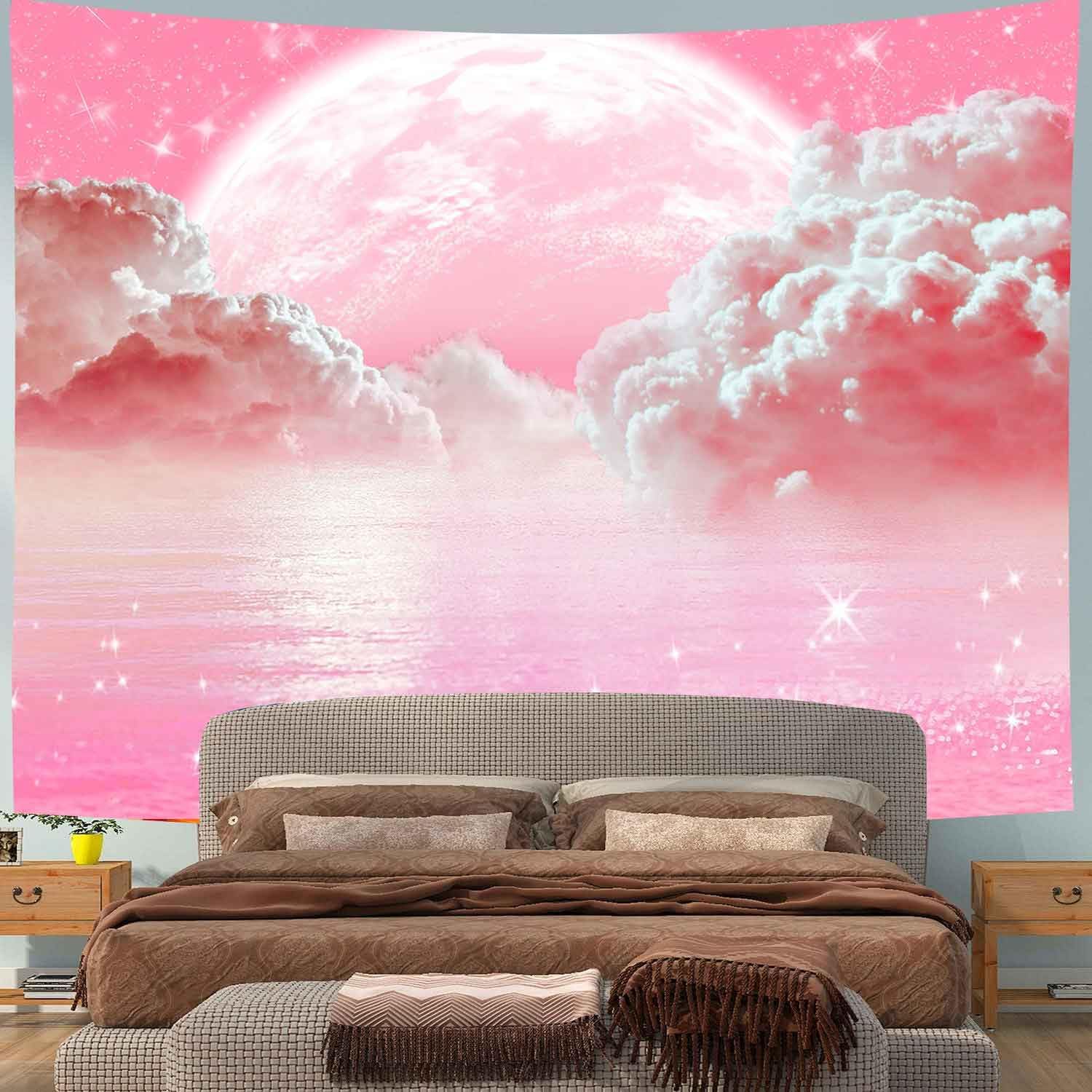 Pink Clouds Sky Tapestry Ocean - Wall Scroll Tapestry recension och pris