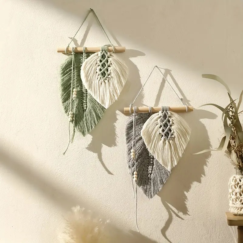 Handmade Macrame Leaf Wall Han - Wall Scroll Tapestry recension och pris